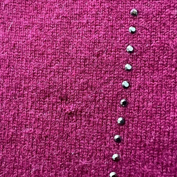 TSE Burgundy Cashmere Cardigan with Stud Detailing – Size Small - Picture 5 of 8